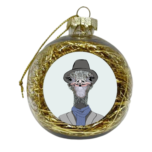 Sophisticated Ostrich - xmas bauble by Casey Rogers