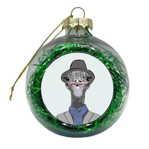 Sophisticated Ostrich - xmas bauble by Casey Rogers