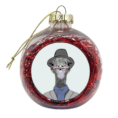 Sophisticated Ostrich - xmas bauble by Casey Rogers
