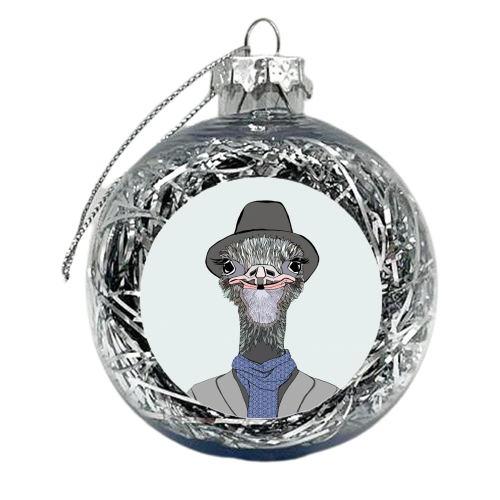 Sophisticated Ostrich - xmas bauble by Casey Rogers