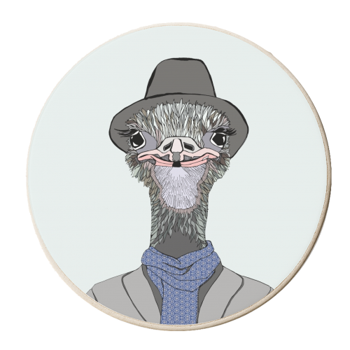 Sophisticated Ostrich - personalised beer coaster by Casey Rogers