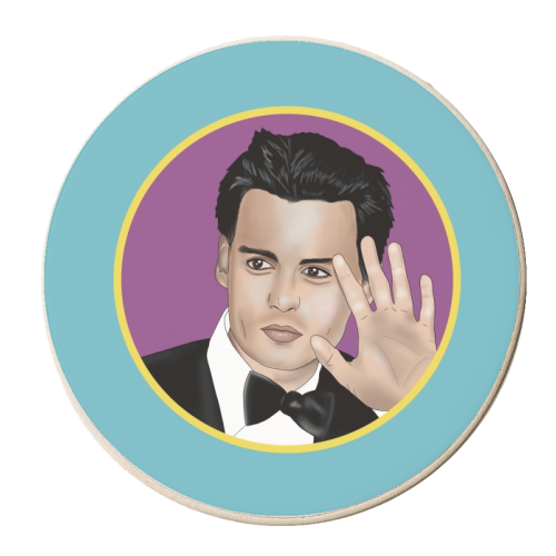 Sorry You Are Depp-arting - Johnny Depp Print - personalised beer coaster by Drawings by Firefly