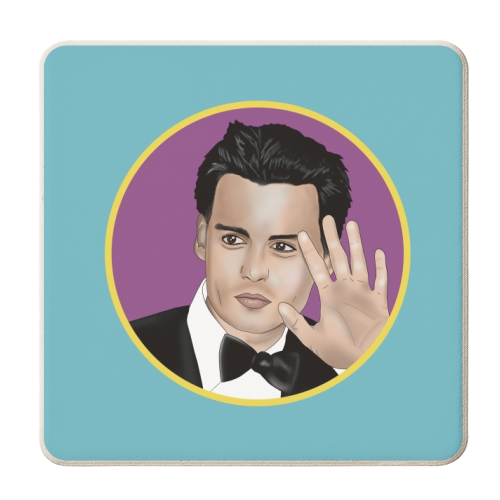 Sorry You Are Depp-arting - Johnny Depp Print - personalised beer coaster by Drawings by Firefly