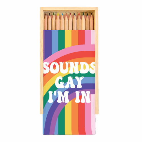 Sounds Gay I'm In LGBTQ+ Giftware - Coloured Pencils with Box by AbiGoLucky