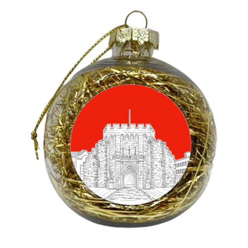 Southampton (UK)  The Bargate - Red version - xmas bauble by Adam Regester