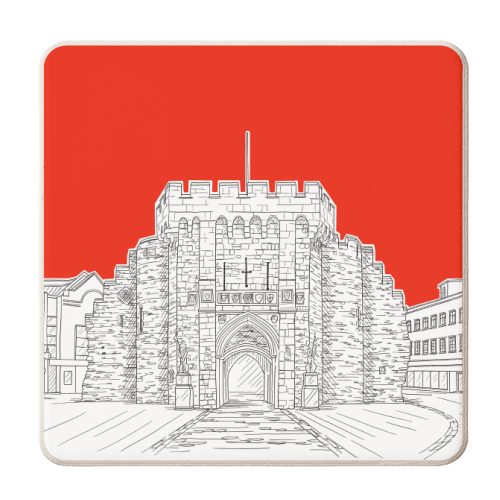 Southampton (UK)  The Bargate - Red version - personalised beer coaster by Adam Regester