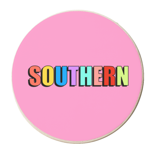 Southern (Bold Text Version) - personalised beer coaster by Adam Regester