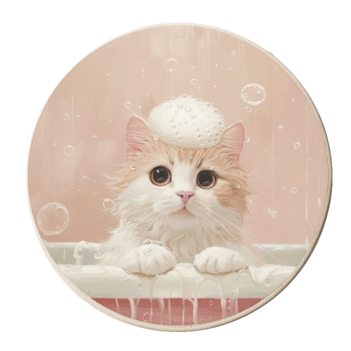 SPA Kitty - personalised beer coaster by DejaReve