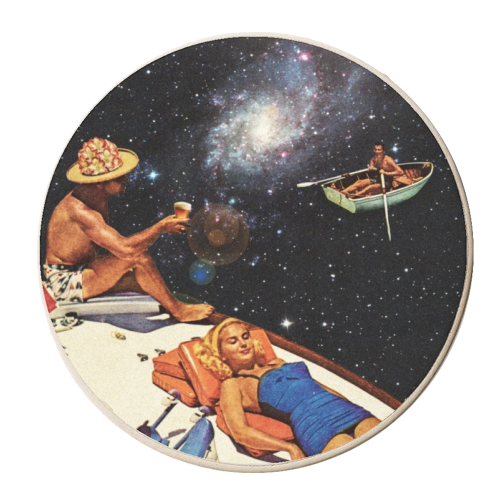 Space Boat Party - personalised beer coaster by taudalpoi
