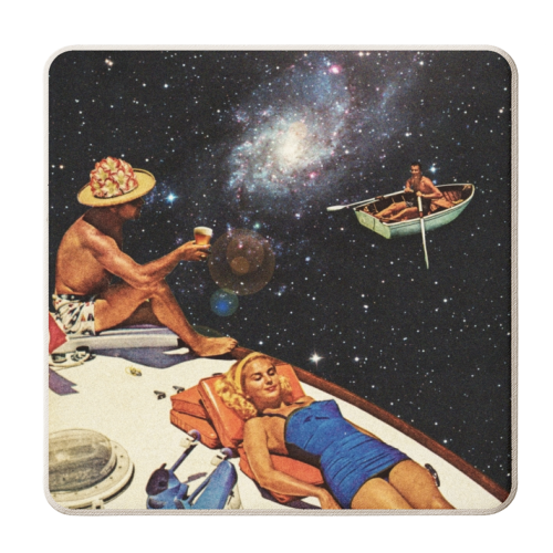Space Boat Party - personalised beer coaster by taudalpoi