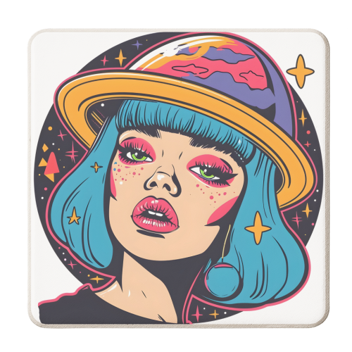 Space girl - personalised beer coaster by DejaReve