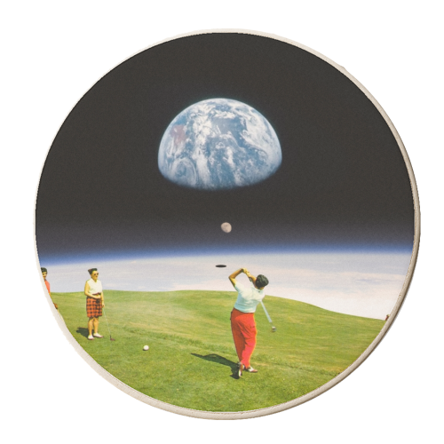 Space Golfers - personalised beer coaster by taudalpoi