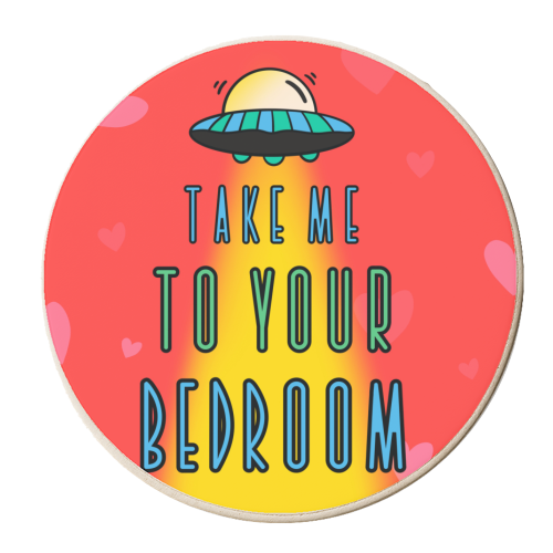 Spaceship Take Me To Your Bedroom Love Card - personalised beer coaster by Lisa Wardle