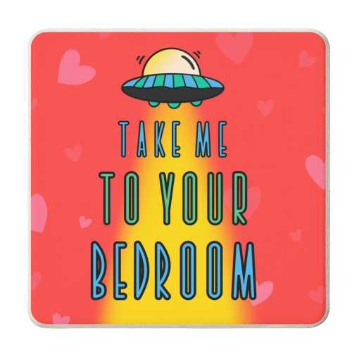 Spaceship Take Me To Your Bedroom Love Card - personalised beer coaster by Lisa Wardle