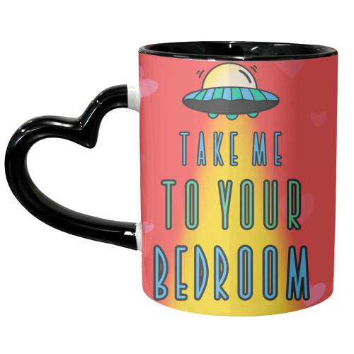 Spaceship Take Me To Your Bedroom Love Card - unique mug by Lisa Wardle
