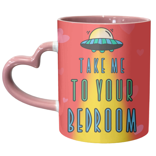 Spaceship Take Me To Your Bedroom Love Card - unique mug by Lisa Wardle