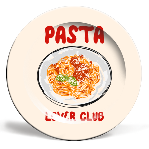 Spaghetti Pasta Club – Cute Food Illustration - ceramic dinner plate by EZbie