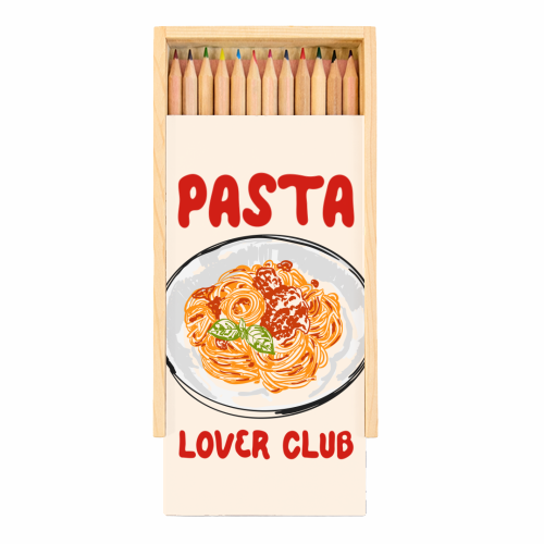 Spaghetti Pasta Club – Cute Food Illustration - Coloured Pencils with Box by EZbie