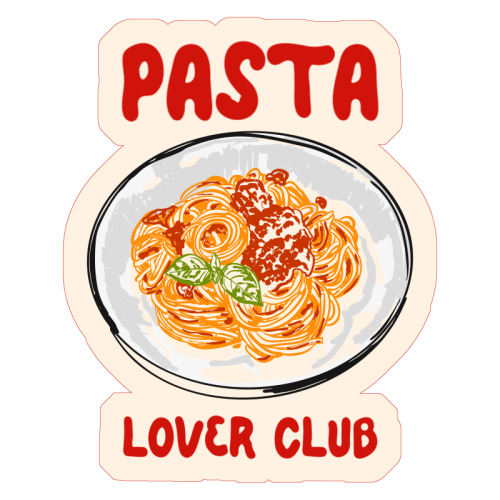 Spaghetti Pasta Club – Cute Food Illustration - Die Cut Sticker by EZbie