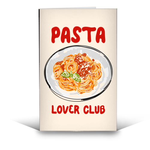 Spaghetti Pasta Club – Cute Food Illustration - funny greeting card by EZbie