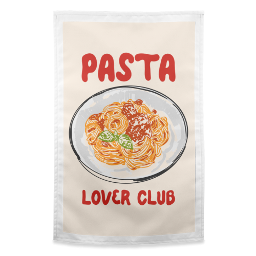 Spaghetti Pasta Club – Cute Food Illustration - funny tea towel by EZbie