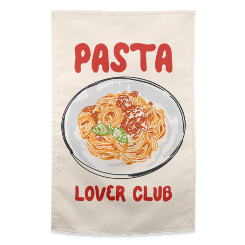 Spaghetti Pasta Club – Cute Food Illustration - funny tea towel by EZbie