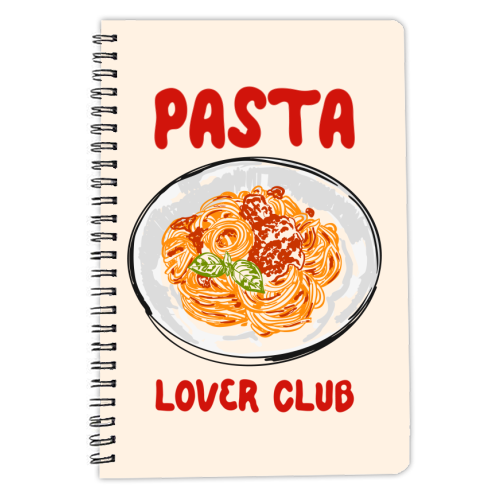 Spaghetti Pasta Club – Cute Food Illustration - personalised A4, A5, A6 notebook by EZbie