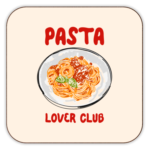 Spaghetti Pasta Club – Cute Food Illustration - personalised beer coaster by EZbie