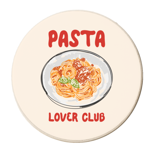 Spaghetti Pasta Club – Cute Food Illustration - personalised beer coaster by EZbie