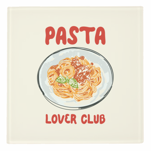 Spaghetti Pasta Club – Cute Food Illustration - personalised beer coaster by EZbie