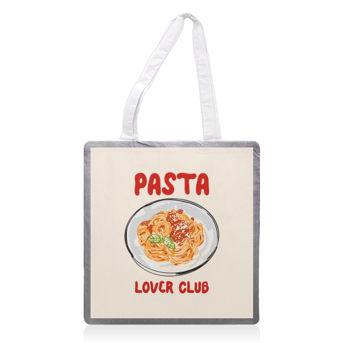 Spaghetti Pasta Club – Cute Food Illustration - printed canvas tote bag by EZbie