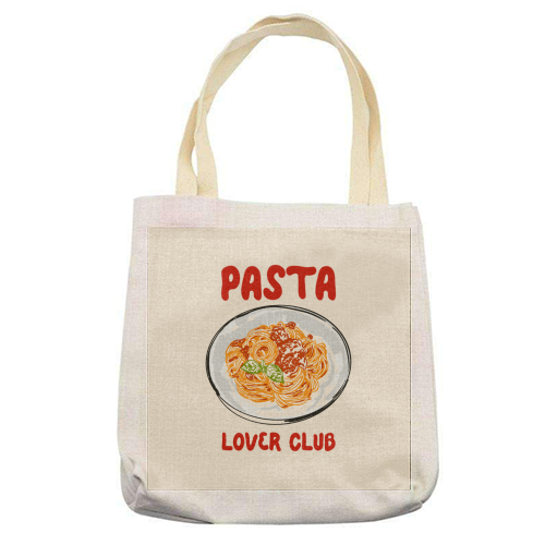 Spaghetti Pasta Club – Cute Food Illustration - printed canvas tote bag by EZbie