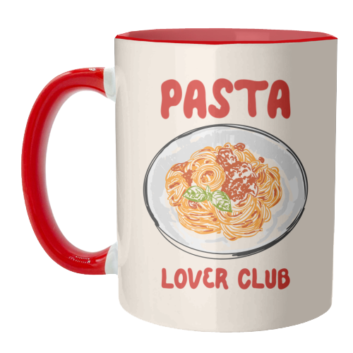 Spaghetti Pasta Club – Cute Food Illustration - unique mug by EZbie