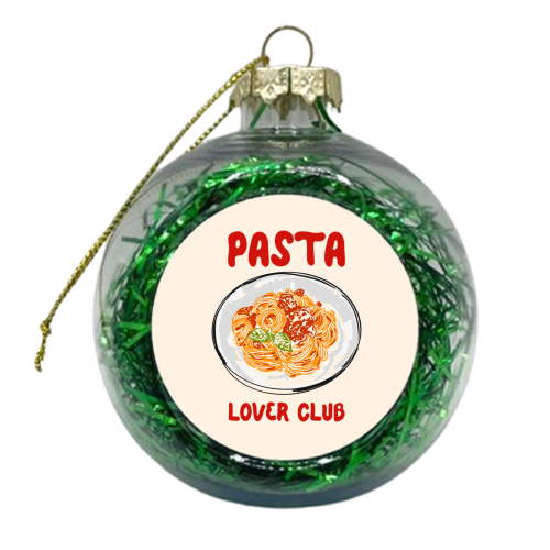 Spaghetti Pasta Club – Cute Food Illustration - xmas bauble by EZbie