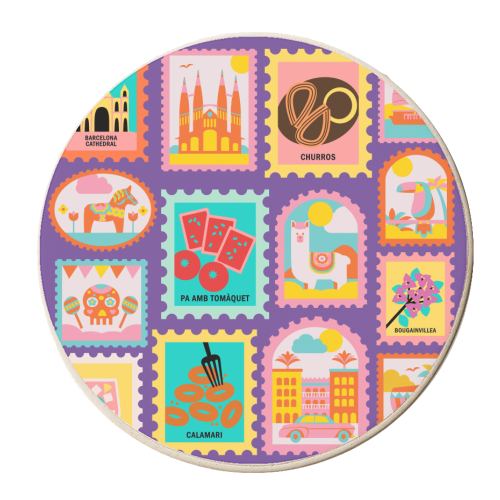 Spanish Stamps - personalised beer coaster by Lilly Rose