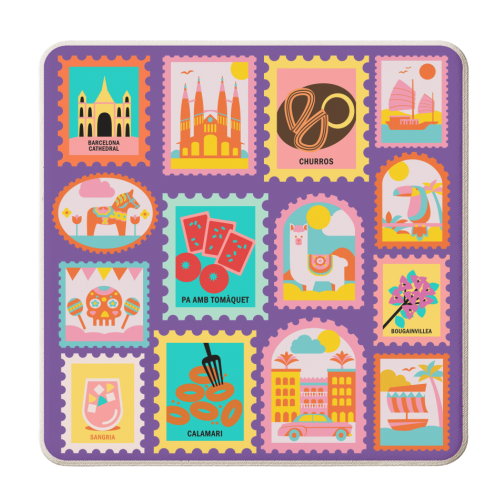 Spanish Stamps - personalised beer coaster by Lilly Rose