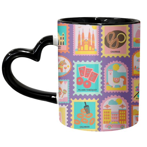 Spanish Stamps - unique mug by Lilly Rose