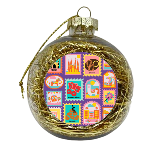 Spanish Stamps - xmas bauble by Lilly Rose