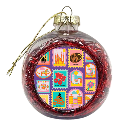 Spanish Stamps - xmas bauble by Lilly Rose