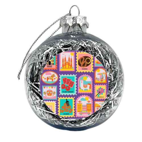 Spanish Stamps - xmas bauble by Lilly Rose