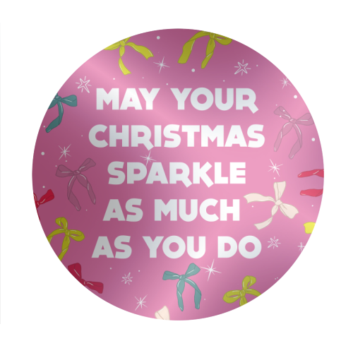 Sparkling Christmas Bow Card – Festive Retro Pink Design - Circle Sticker by Ania Wieclaw