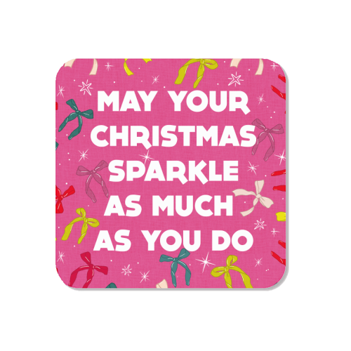 Sparkling Christmas Bow Card – Festive Retro Pink Design - Magnet by Ania Wieclaw