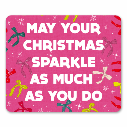 Sparkling Christmas Bow Card – Festive Retro Pink Design - mouse mat by Ania Wieclaw