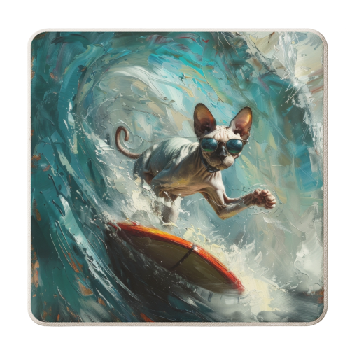 Sphynx Surfer - personalised beer coaster by DejaReve