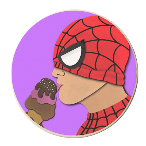 Spiderman ice-cream - personalised beer coaster by ainsley wilson