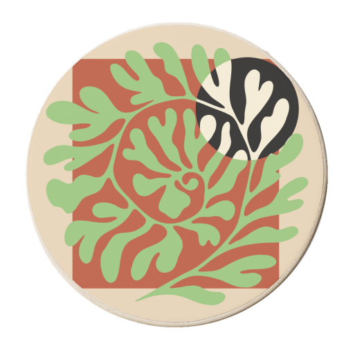 Spiral Plants Matisse - personalised beer coaster by EZbie