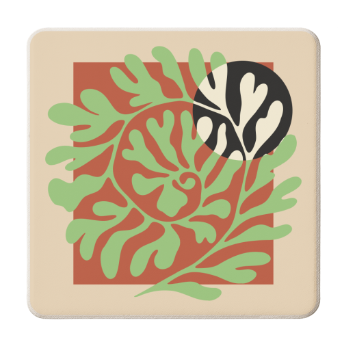 Spiral Plants Matisse - personalised beer coaster by EZbie