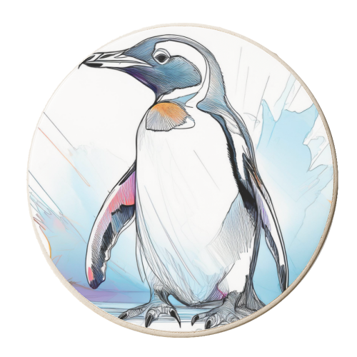 Splashing Penguin Illustration - personalised beer coaster by Adam Regester