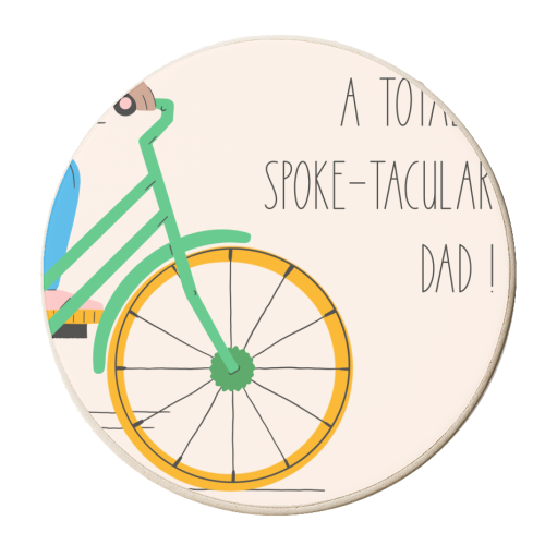 Spoke-tacular Dad - Bike Themed Design - personalised beer coaster by Lisa Wardle