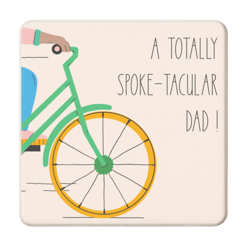 Spoke-tacular Dad - Bike Themed Design - personalised beer coaster by Lisa Wardle